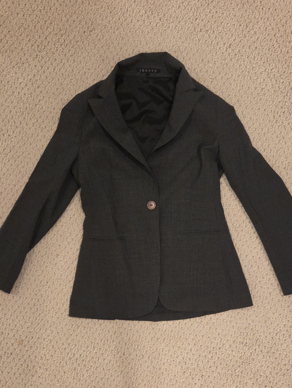 Theory Charcoal Grey Single-Button Tailored Blazer - Size Women's XS